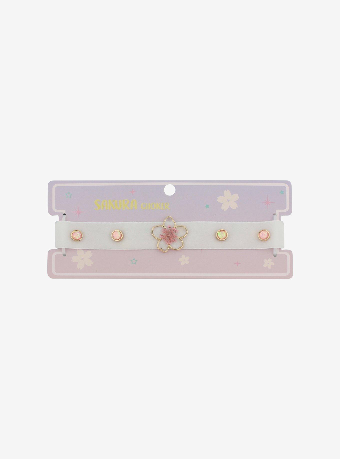 White Sakura Studded Choker, , hi-res