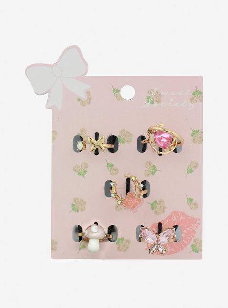 Butterfly Mushroom Moon Ring Set | Hot Topic