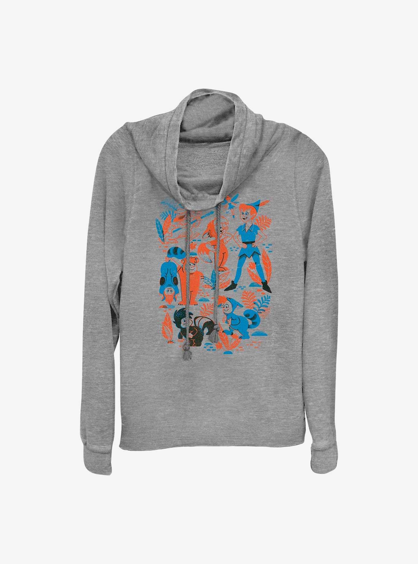 Disney Peter Pan and the Lost Boys Cowl Neck Long-Sleeve Top, GRAY HTR, hi-res