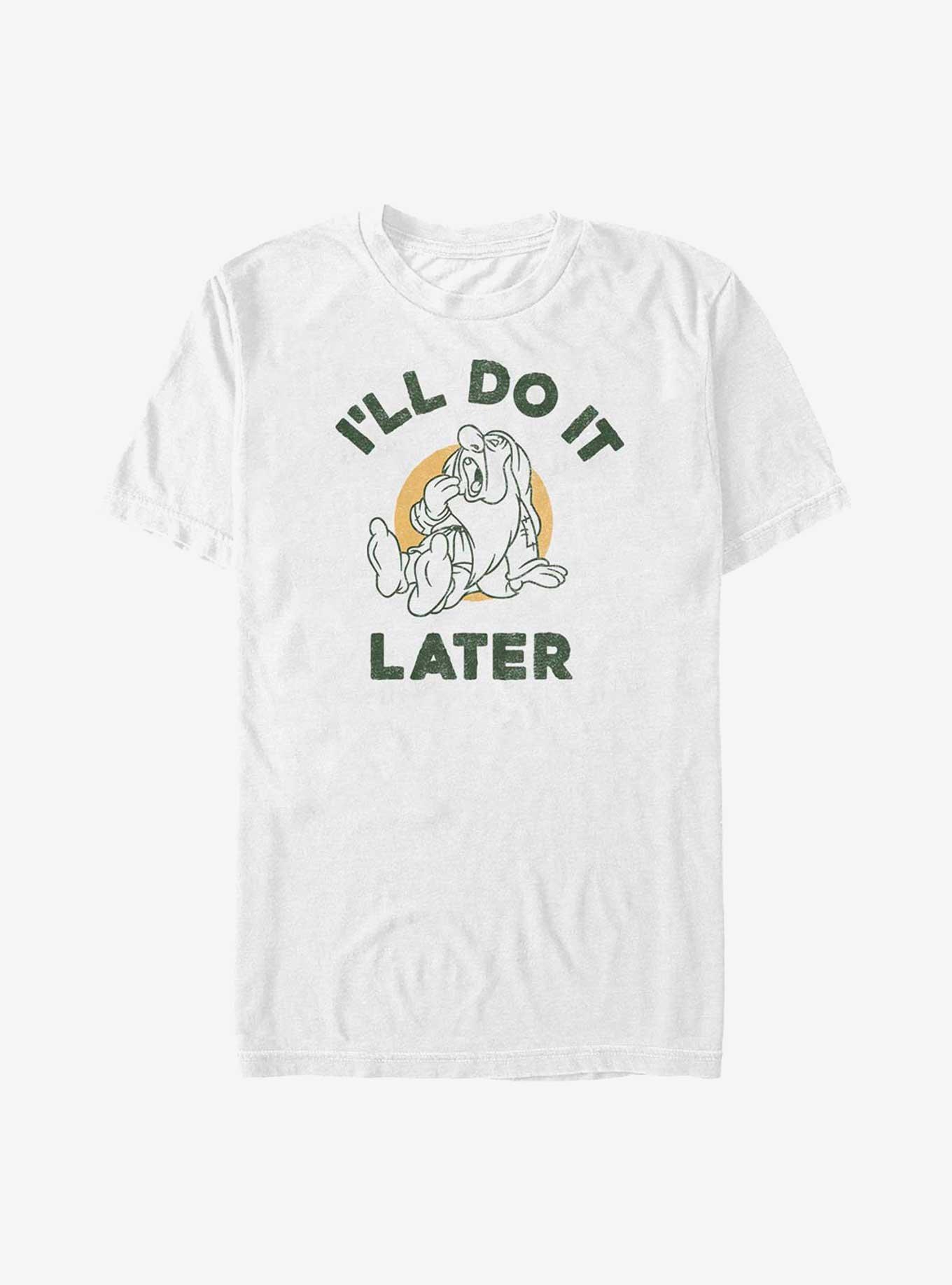 Disney Snow White and the Seven Dwarfs Sleepy Do It Later T-Shirt, WHITE, hi-res