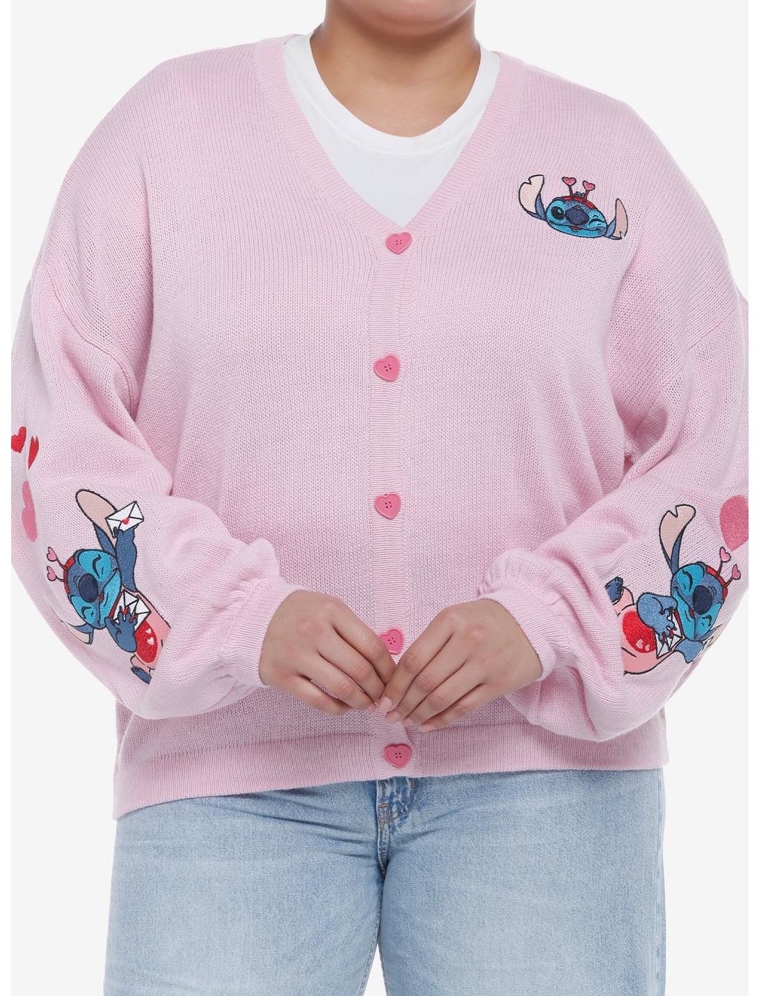 Her Universe Disney Lilo & Stitch Lovebug Skimmer Cardigan Plus Size, LIGHT PINK, hi-res