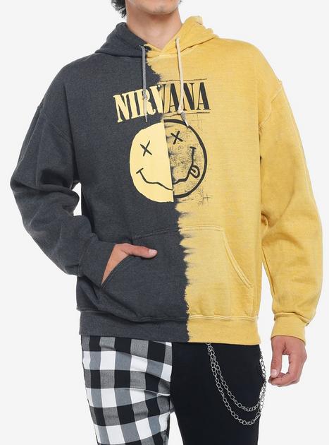 Nirvana Black & Yellow Split-Dye Logo Hoodie | Hot Topic