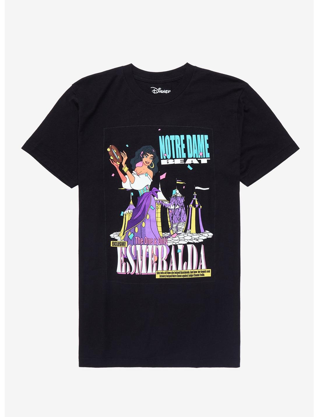 Disney The Hunchback of Notre Dame Esmeralda Magazine Cover T-Shirt - BoxLunch Exclusive, BLACK, hi-res