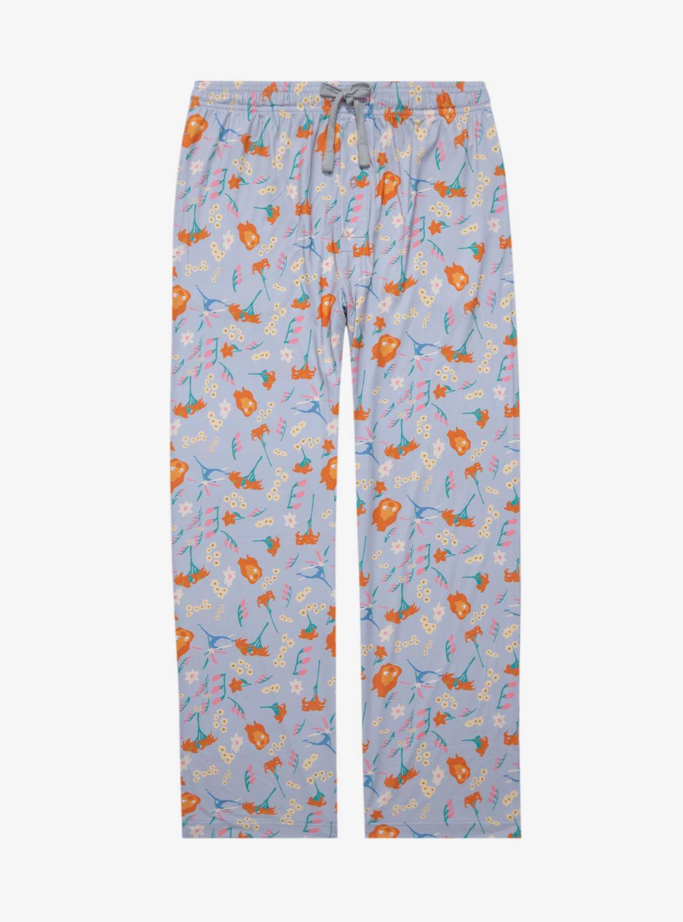 Studio Ghibli Howl’s Moving Castle Calcifer Floral Allover Print Sleep Pants - BoxLunch Exclusive, , hi-res