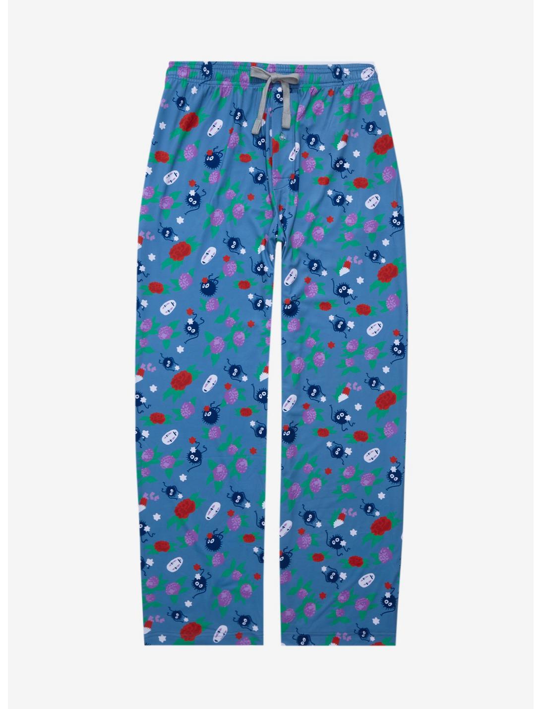 Studio Ghibli Spirited Away No-Face & Soot Sprites Floral Allover Print Sleep Pants - BoxLunch Exclusive, BLUE, hi-res