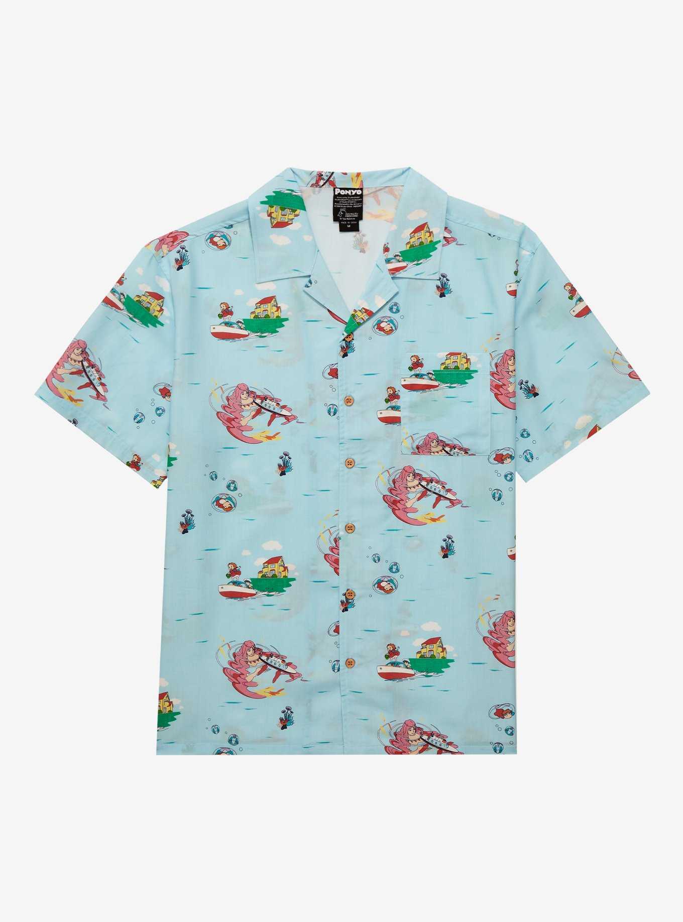 Studio Ghibli Ponyo Allover Print Woven Button-Up - BoxLunch Exclusive, , hi-res