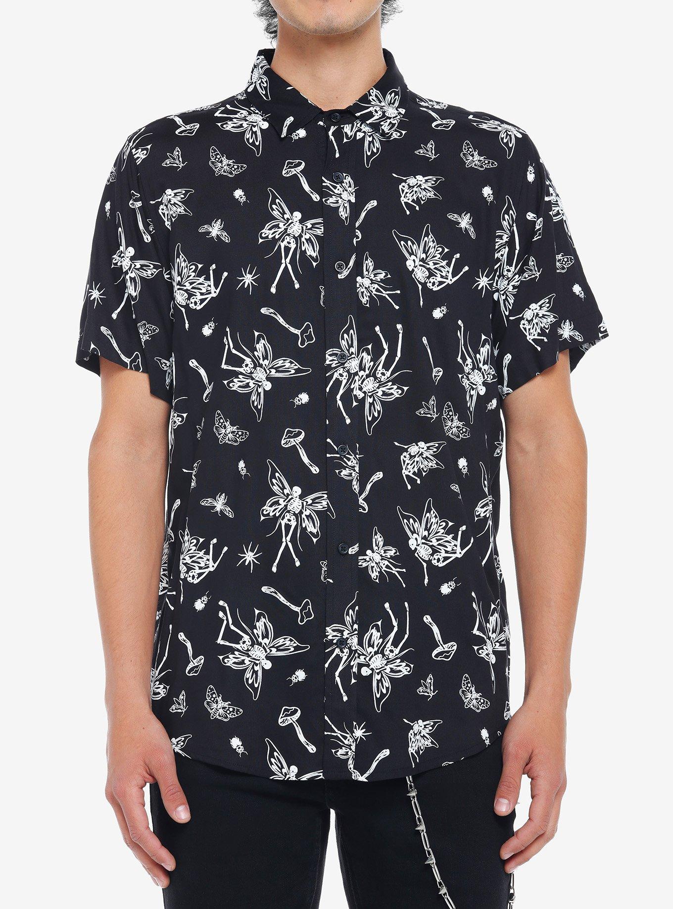 Skeleton Fairies Woven Button-Up