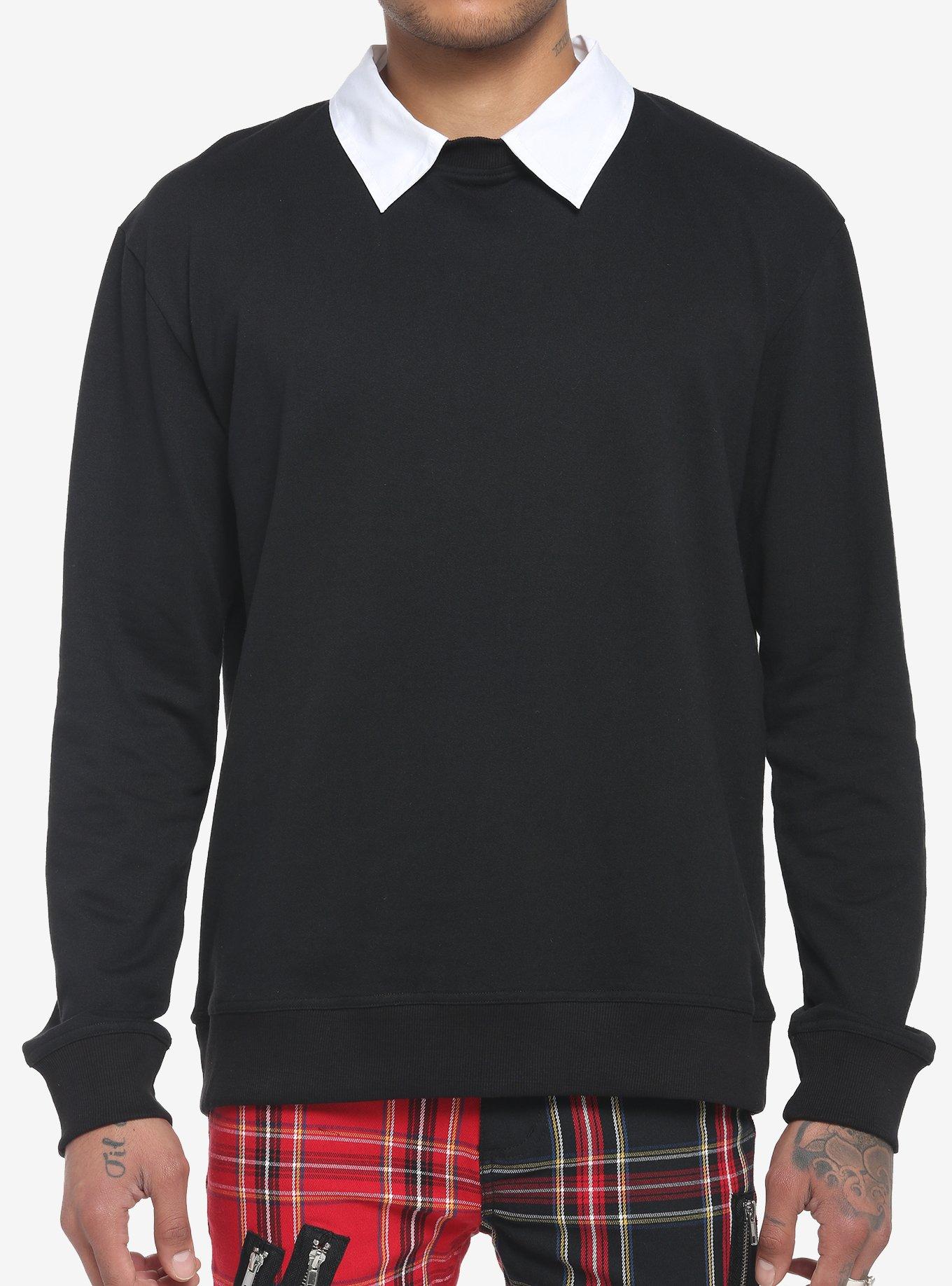 Black and shop white polo sweater