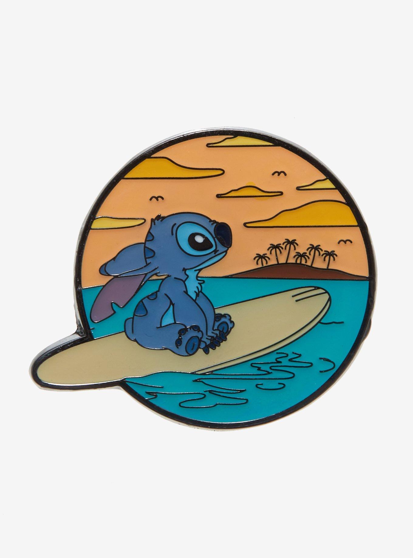 Loungefly Disney Lilo & Stitch Surfing Enamel Pin, , hi-res
