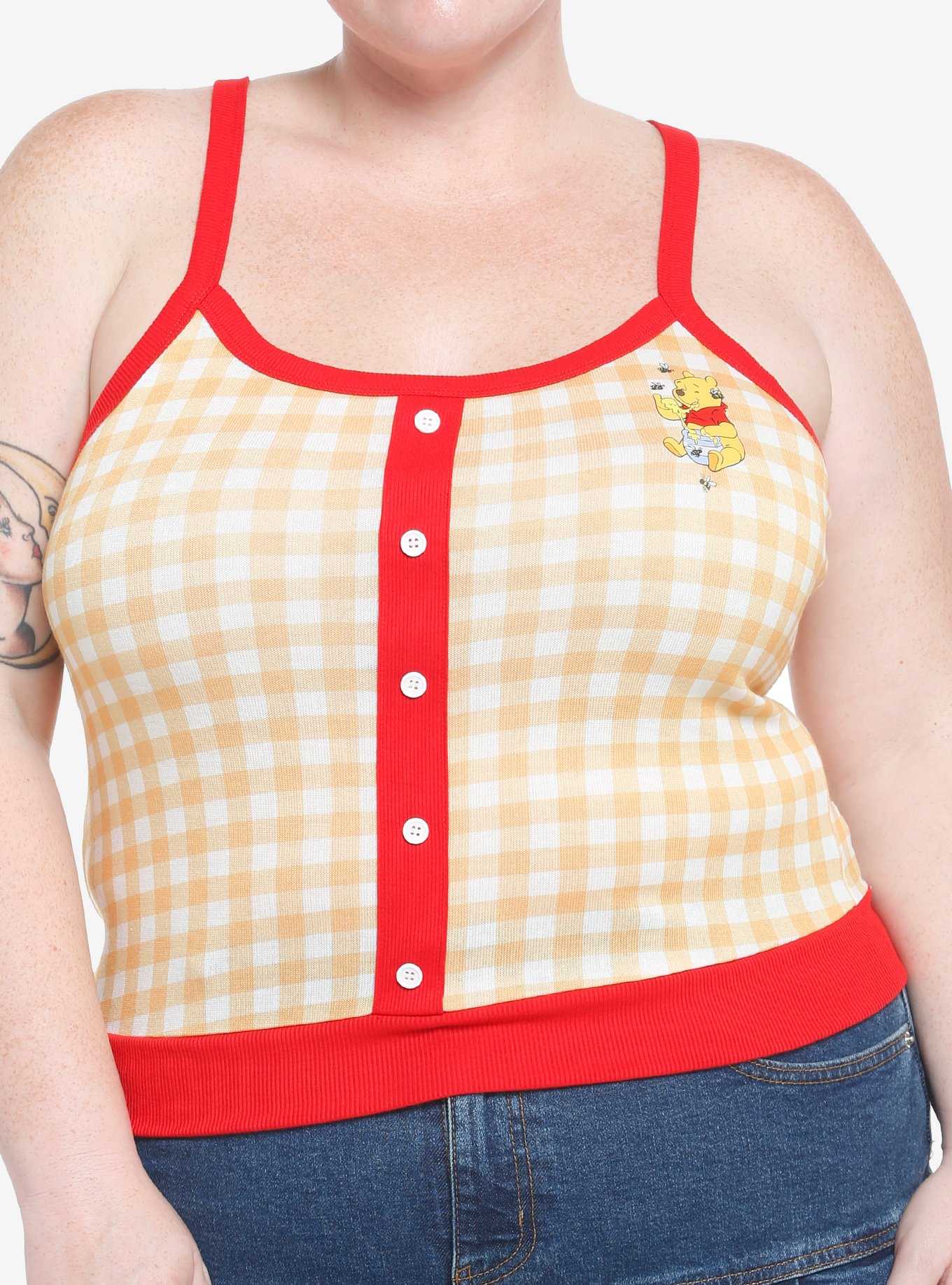 Disney Winnie The Pooh Gingham Girls Sweater Tank Top Plus Size, , hi-res