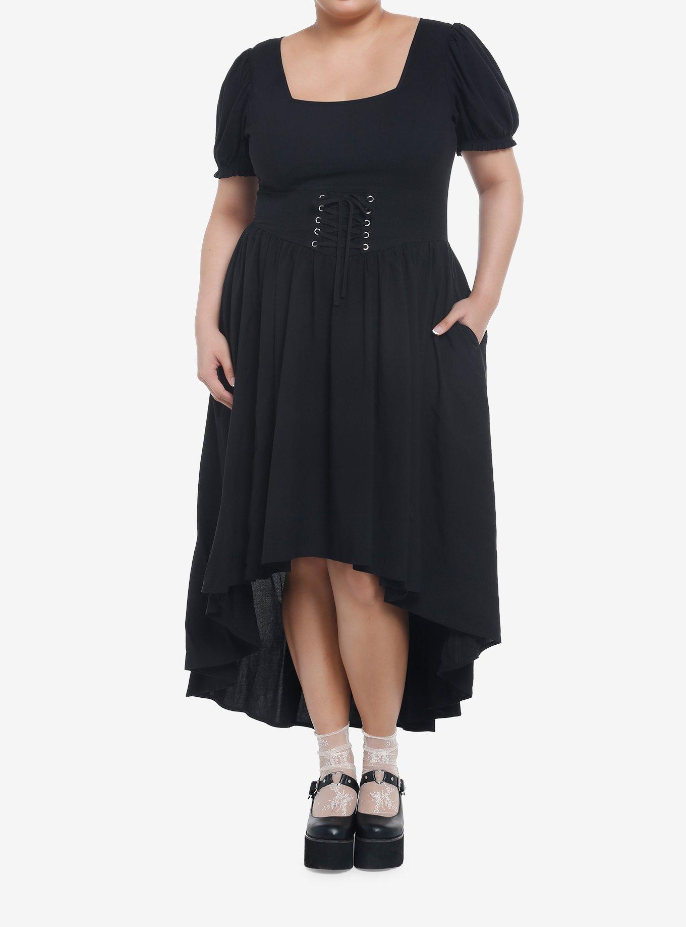 Black lace high low dress hot sale plus size