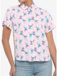 Disney Lilo & Stitch Hearts Pink Girls Woven Button-Up, MULTI, hi-res