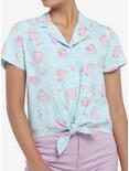 Kirby Pastel Cloud Tie-Front Girls Woven Button-Up, MULTI, hi-res