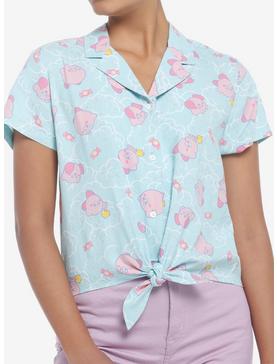 Kirby Pastel Cloud Tie-Front Girls Woven Button-Up, , hi-res