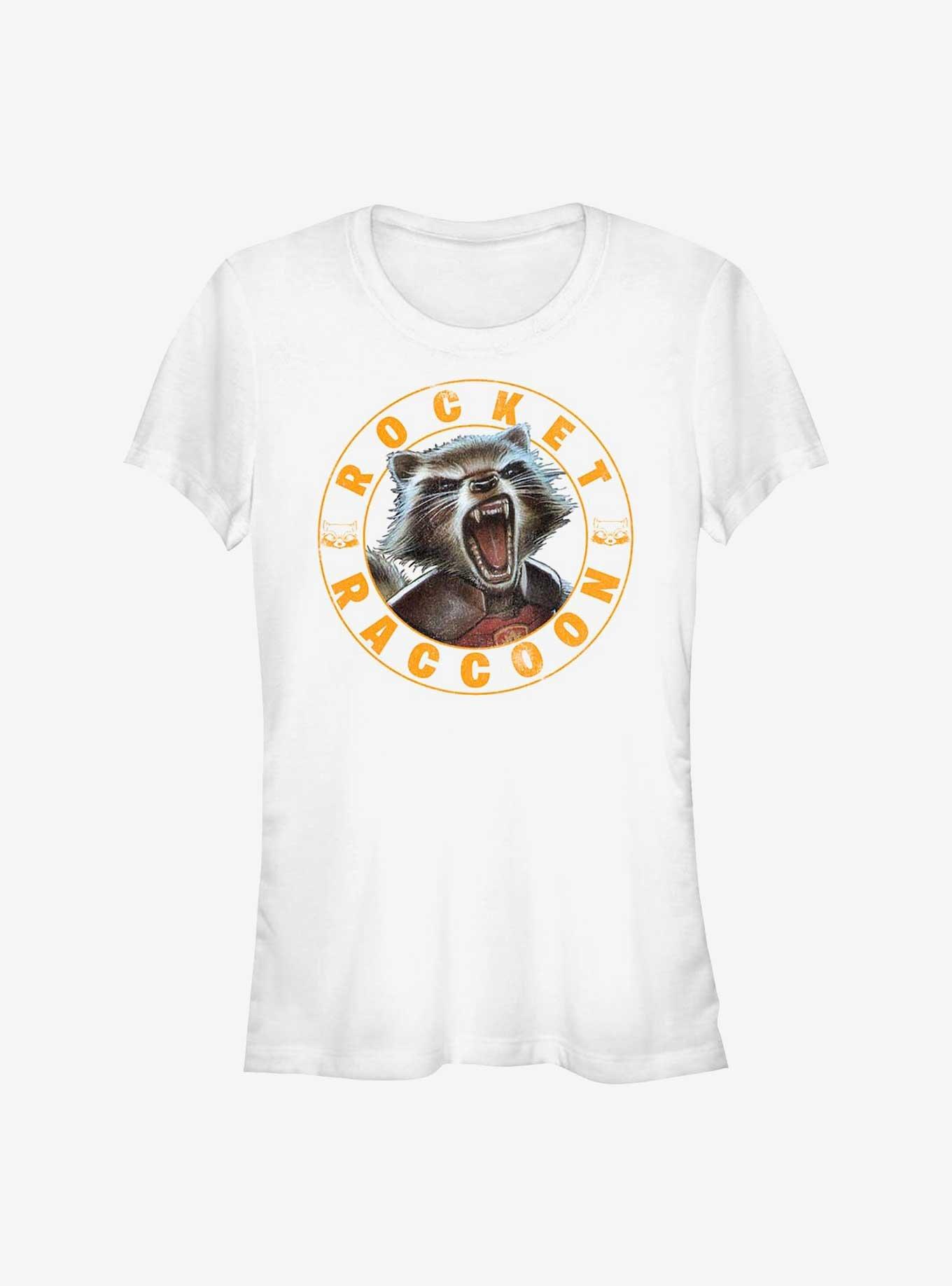 Marvel Guardians of the Galaxy Raccoon Stamp Girls T-Shirt, WHITE, hi-res