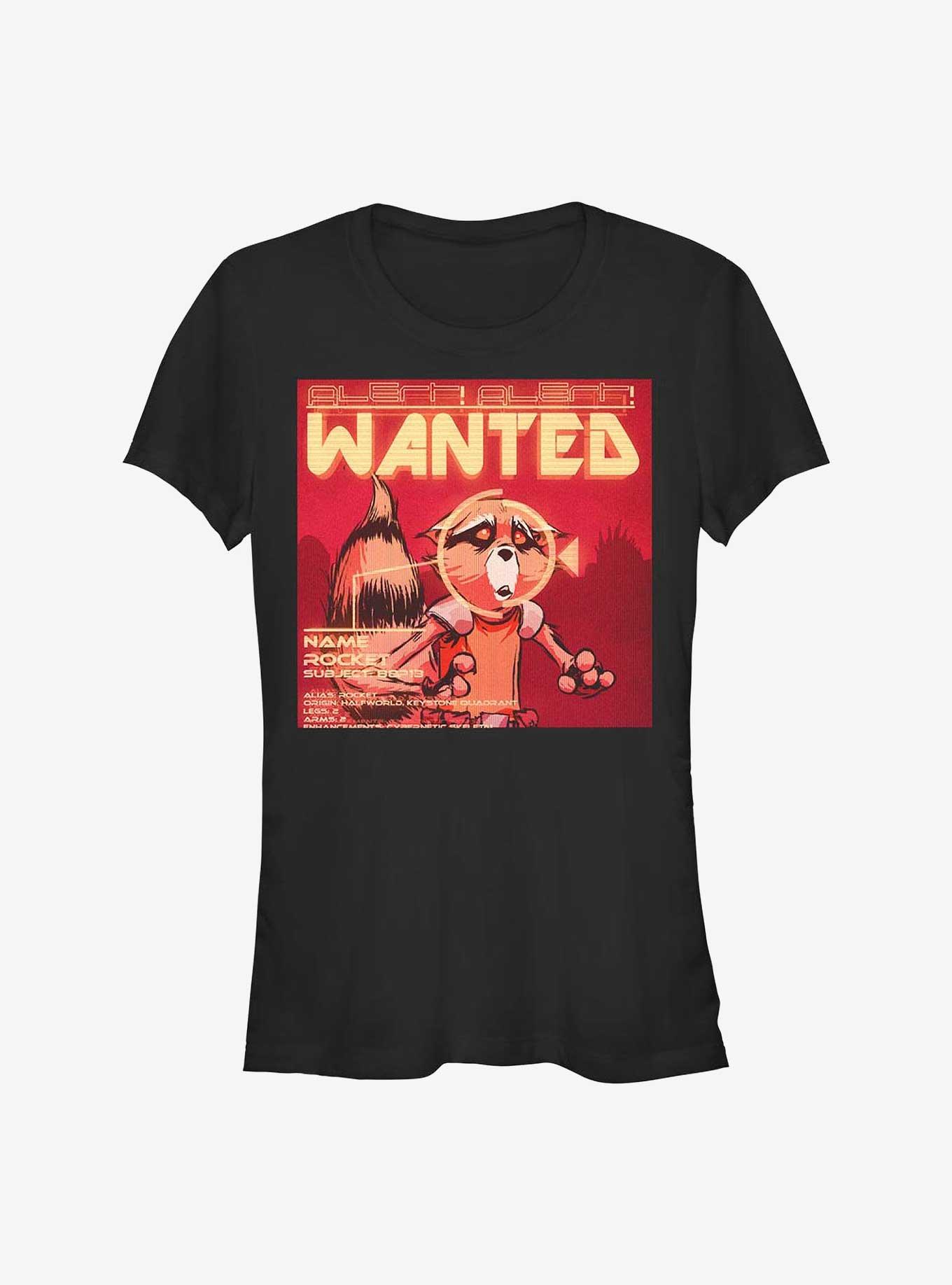 Marvel Guardians of the Galaxy Wanted Raccoon Girls T-Shirt, BLACK, hi-res
