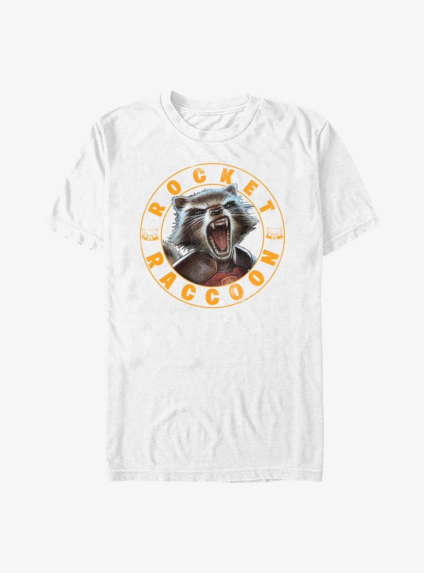 Marvel Guardians of the Galaxy Raccoon Stamp T-Shirt, WHITE, hi-res
