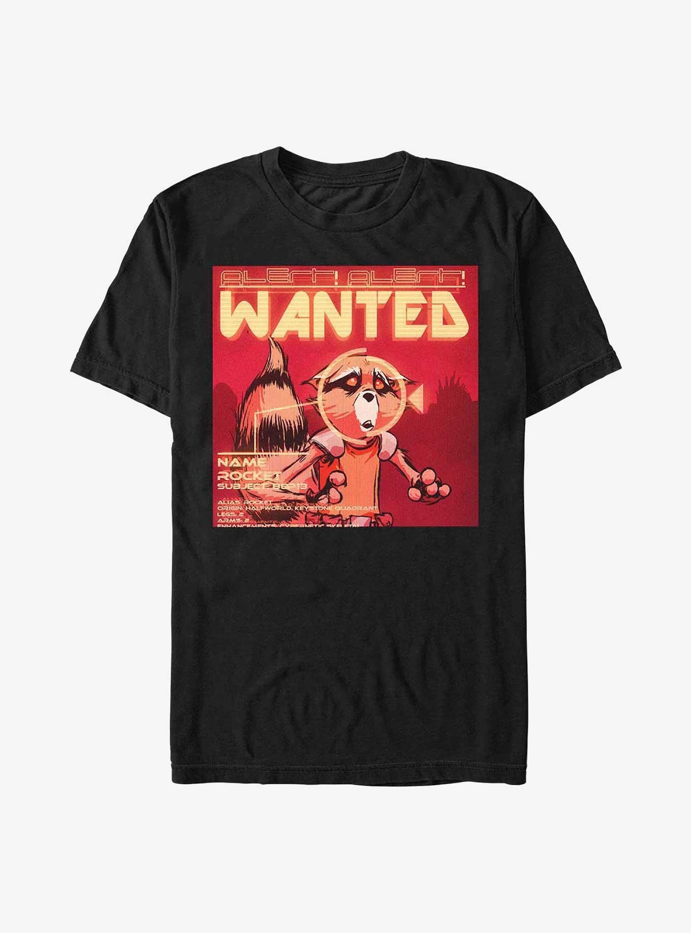 Marvel Guardians of the Galaxy Wanted Raccoon T-Shirt, BLACK, hi-res