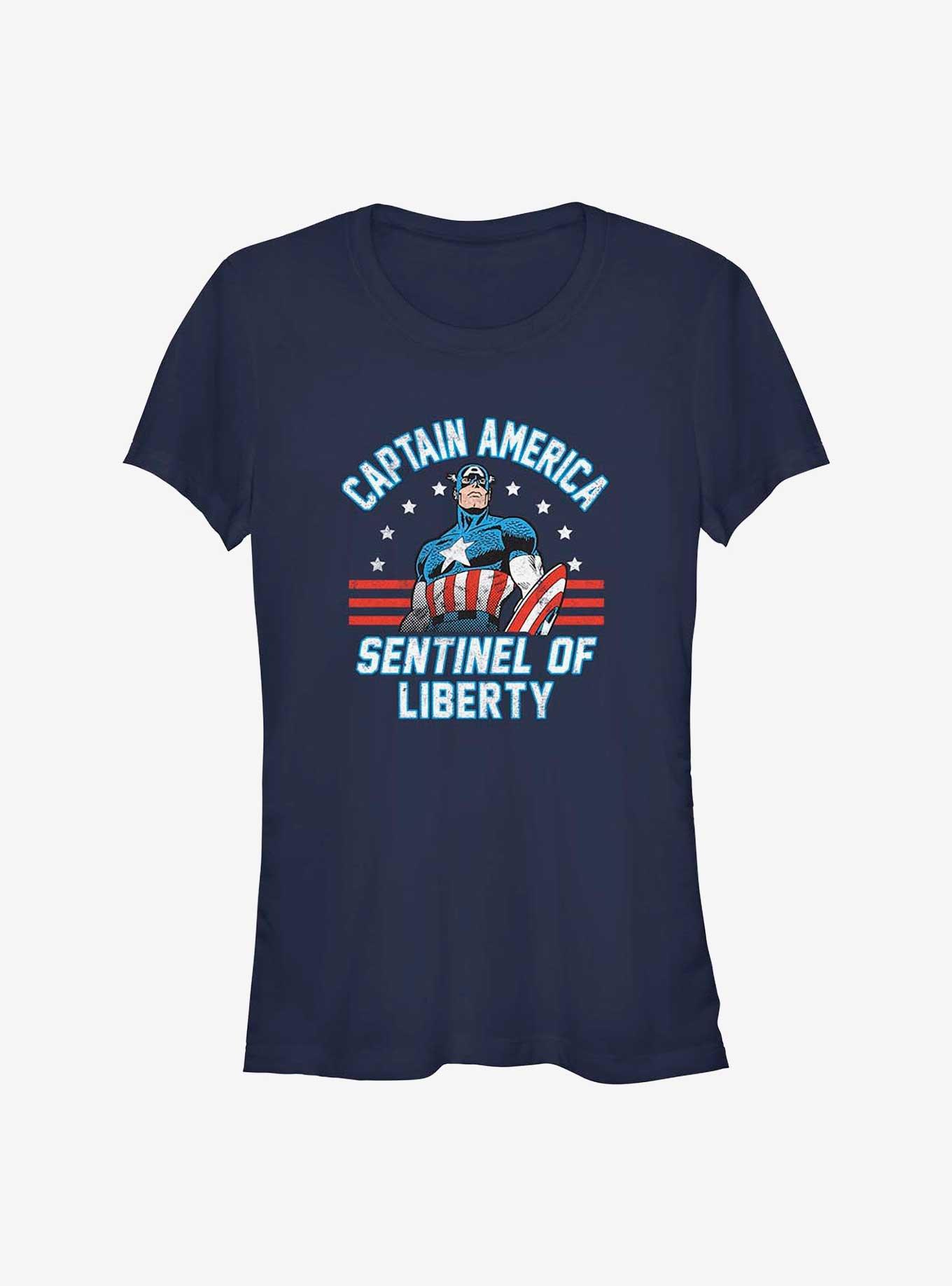Marvel Captain America Sentinel of Liberty Girls T-Shirt, NAVY, hi-res