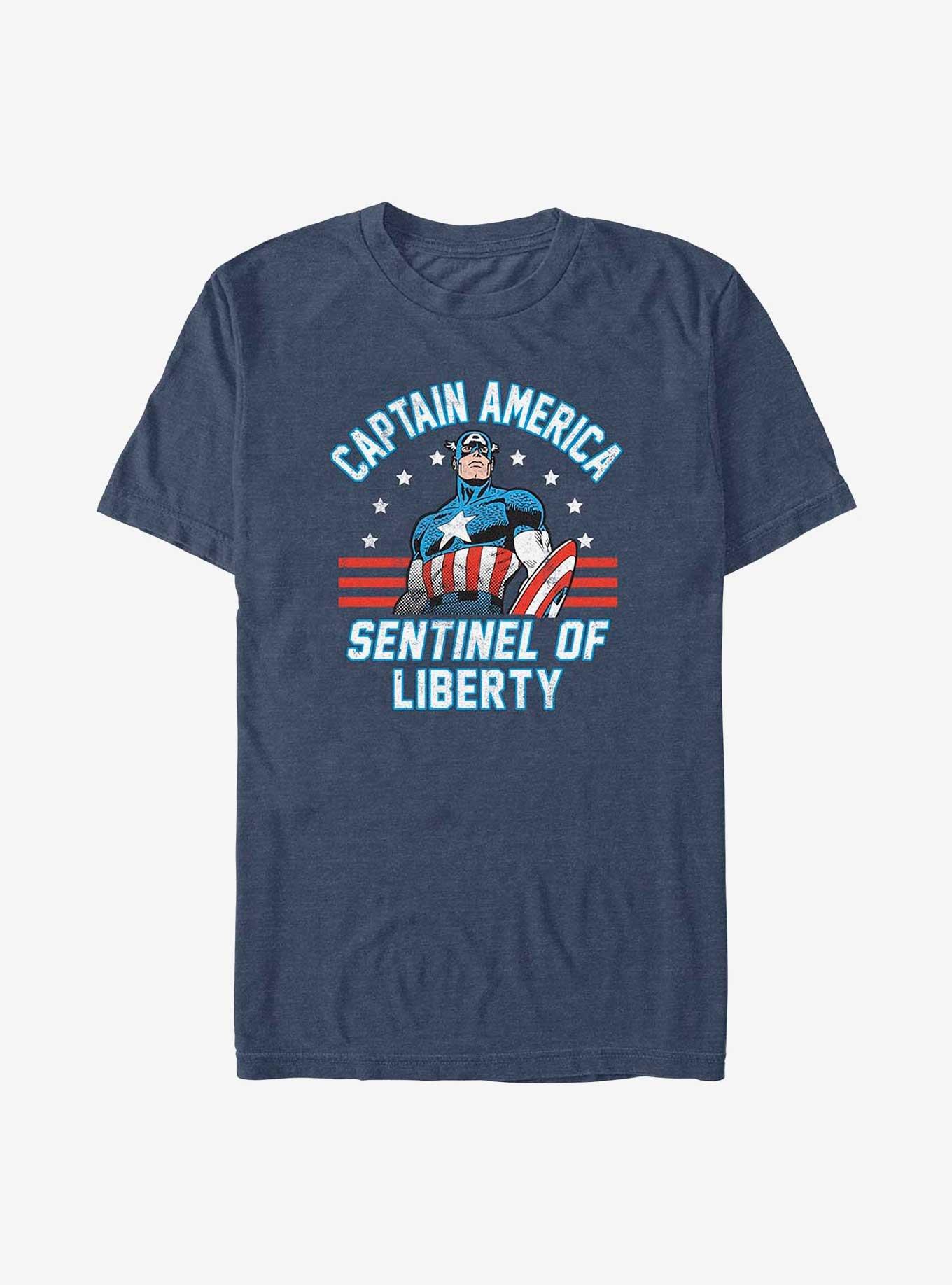 Marvel Captain America Sentinel of Liberty T-Shirt, NAVY HTR, hi-res