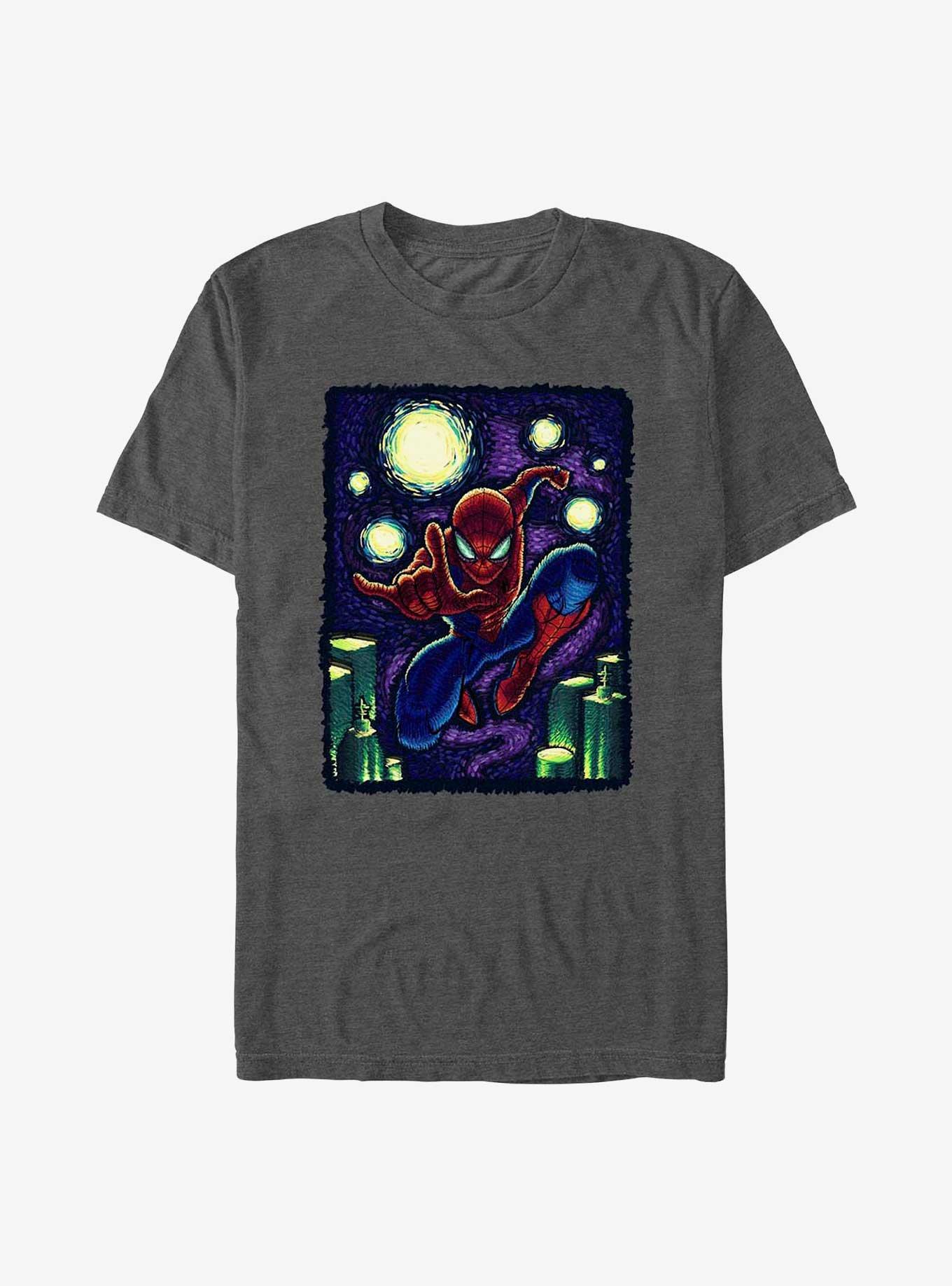 Marvel Spider-Man Starry New York T-Shirt, CHAR HTR, hi-res