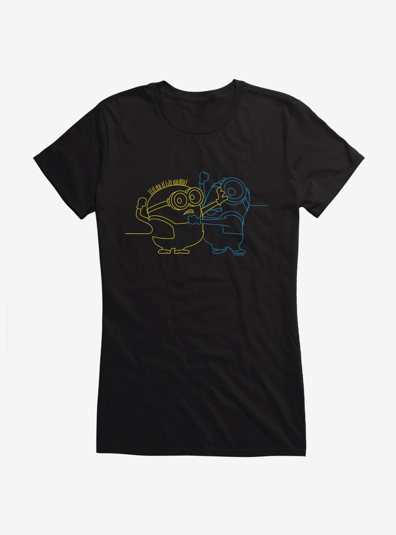 Minions Fighting Single Line Art Girls T-Shirt, , hi-res