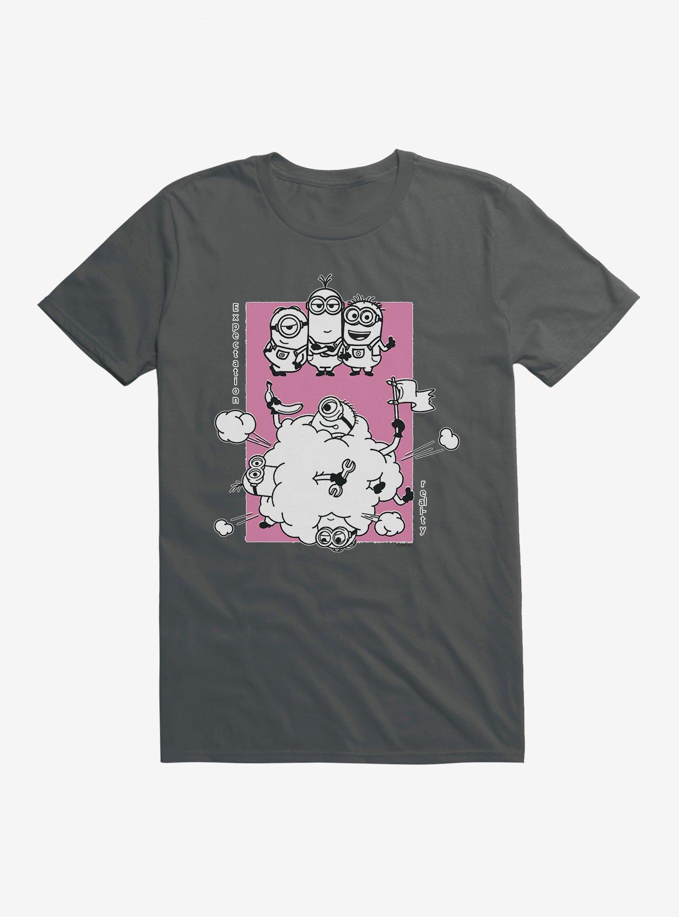 Minions Expectation Vs Reality T-Shirt, CHARCOAL, hi-res