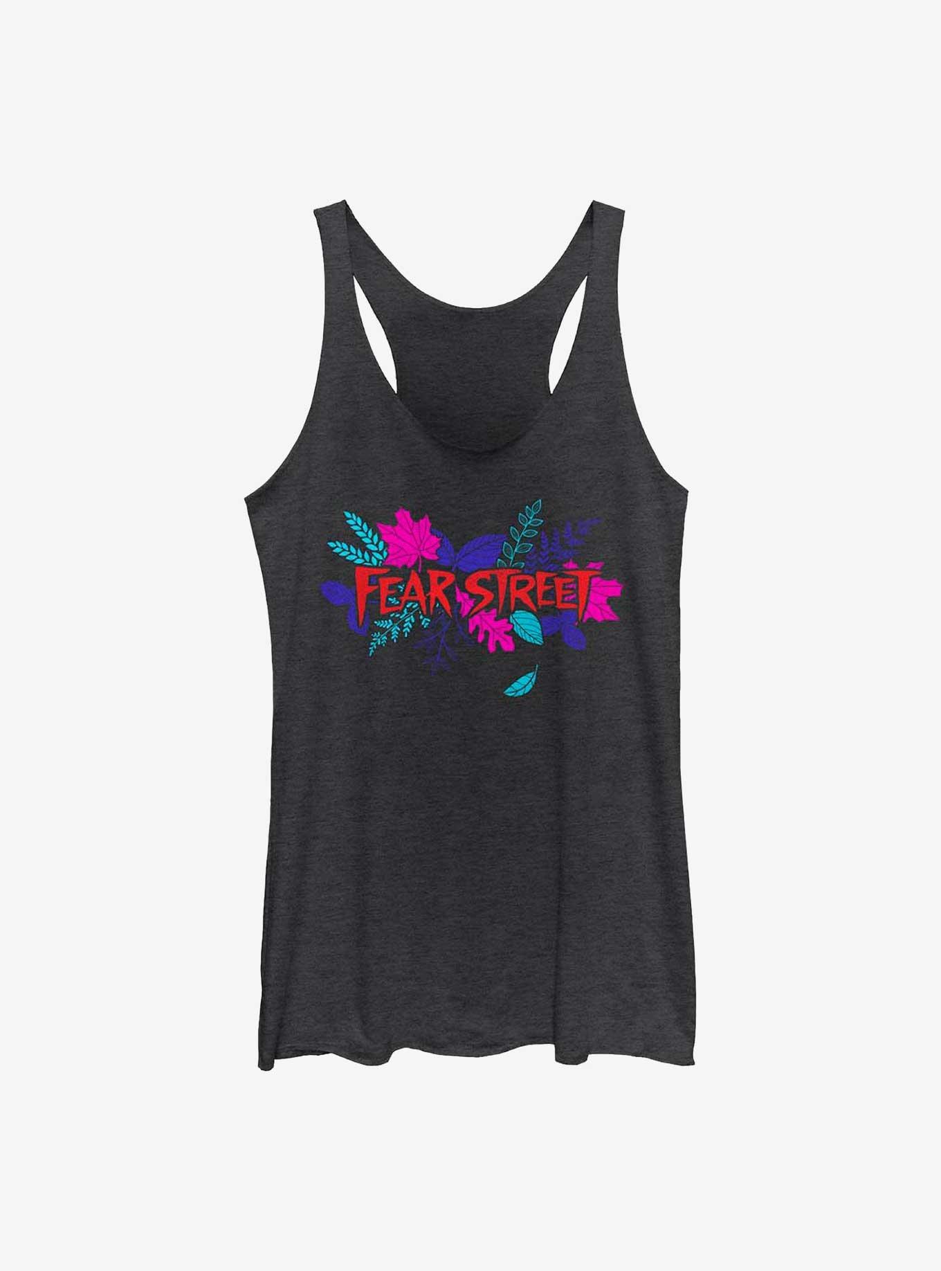 Fear Street Leafy Logo Womens Tank Top, BLK HTR, hi-res