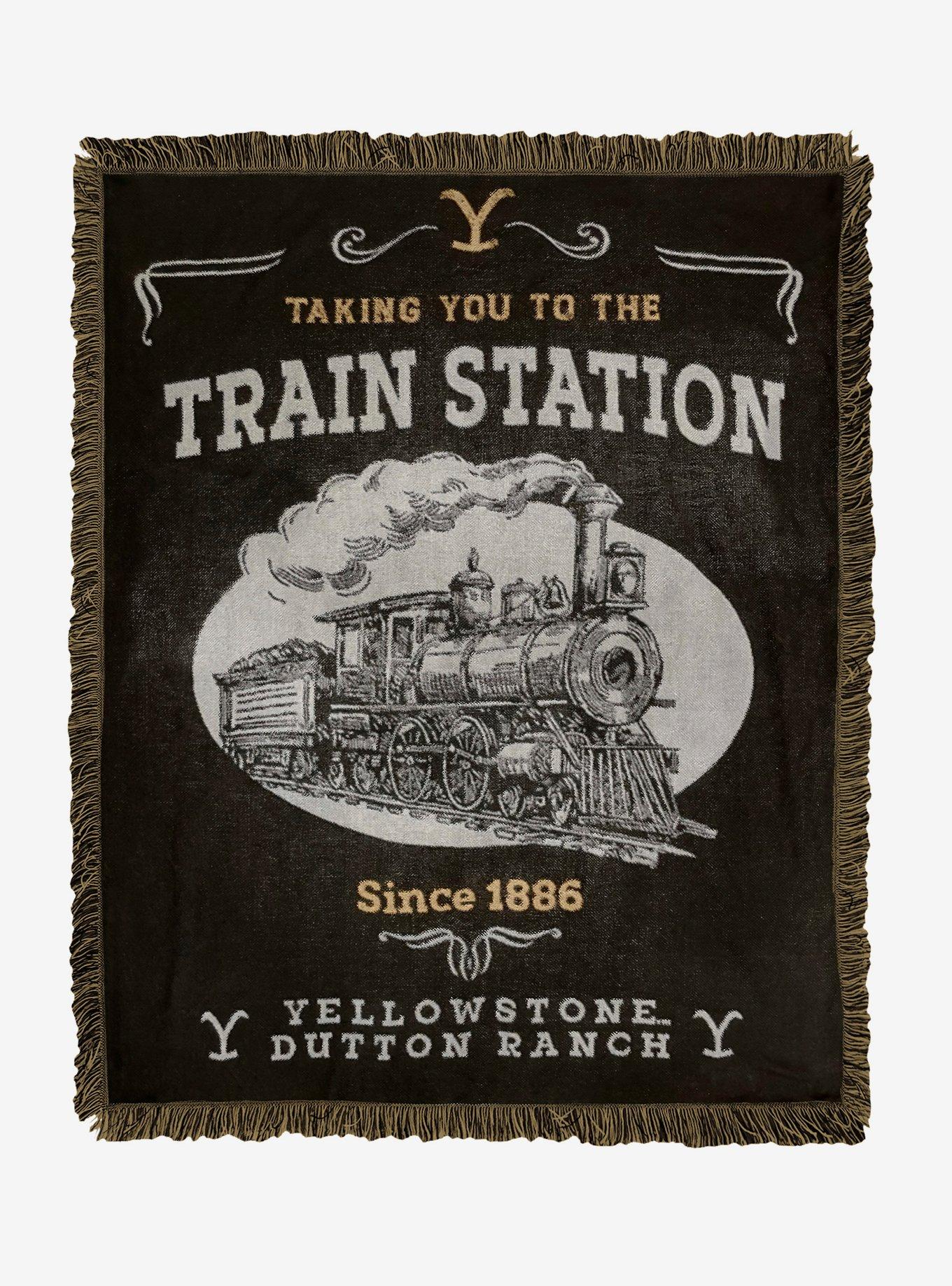 Yellowstone Train Station Woven Jacquard Throw Blanket, , hi-res