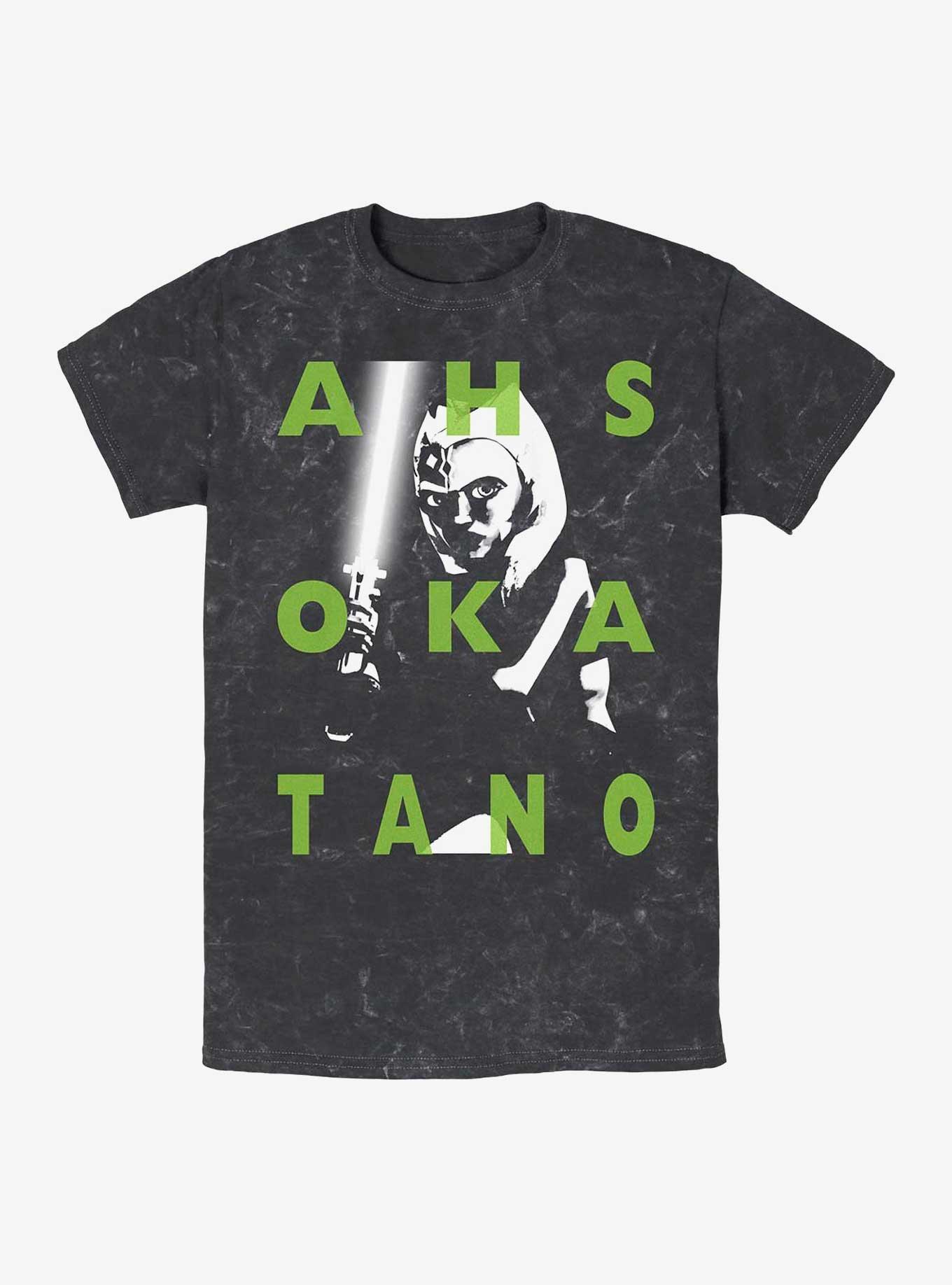 Star Wars Ahsoka Text Mineral Wash T-Shirt, BLACK, hi-res