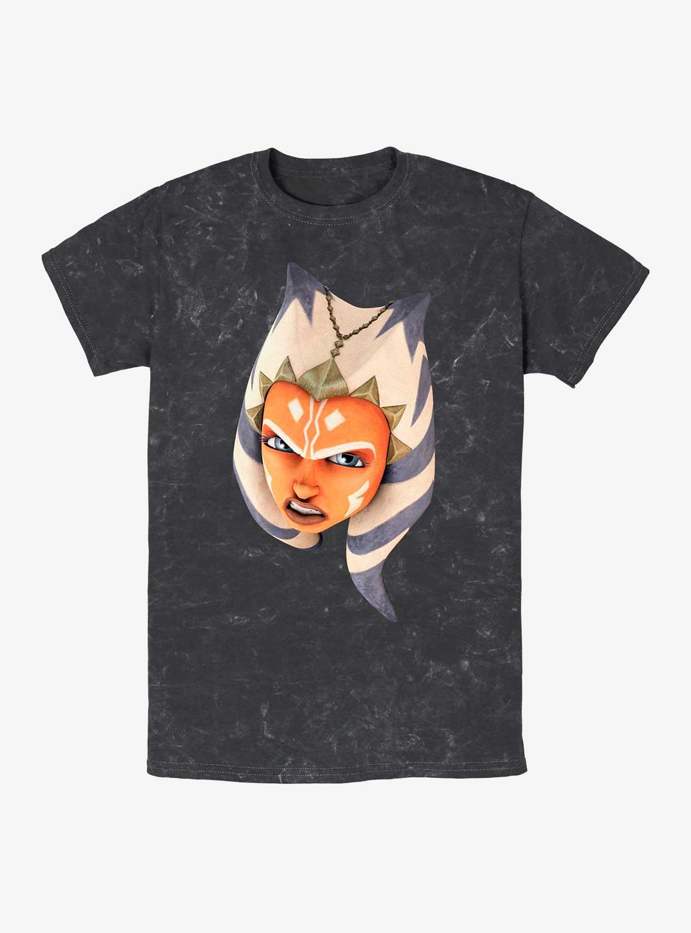 Star Wars Ahsoka Face Mineral Wash T-Shirt, BLACK, hi-res