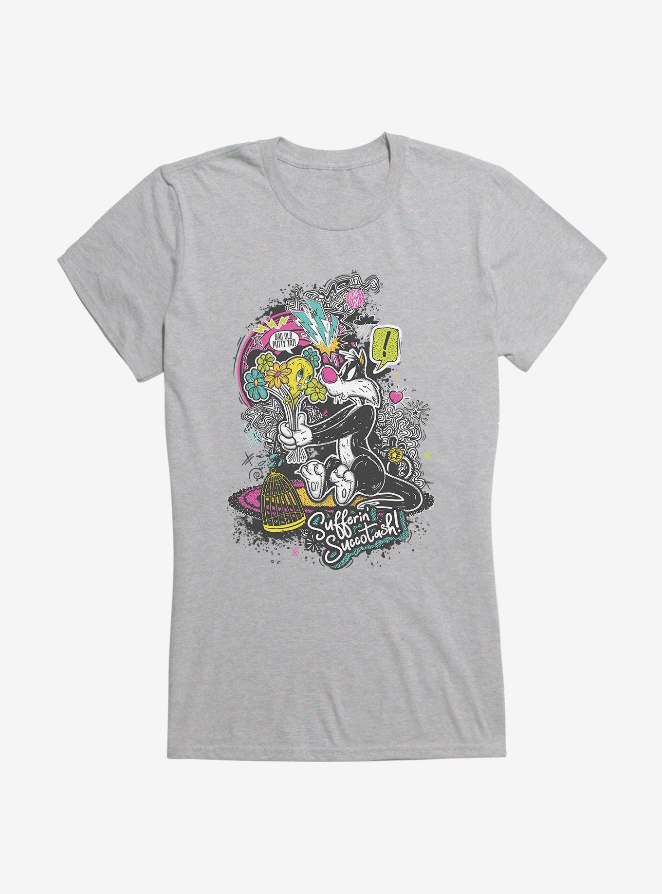 Looney Tunes Sufferin' Succotash! Doodle Girls T-Shirt, HEATHER, hi-res