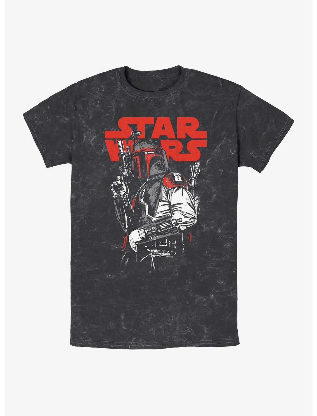 Plus Size Star Wars Boba Fett Stance Mineral Wash T-Shirt, BLACK, hi-res