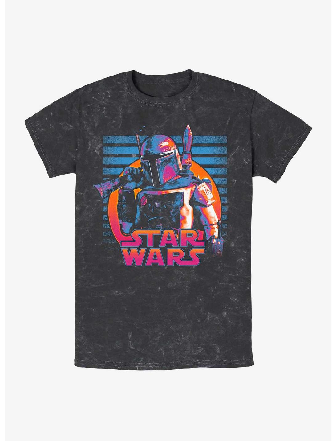 Star Wars Neon Fett Mineral Wash T-Shirt, BLACK, hi-res