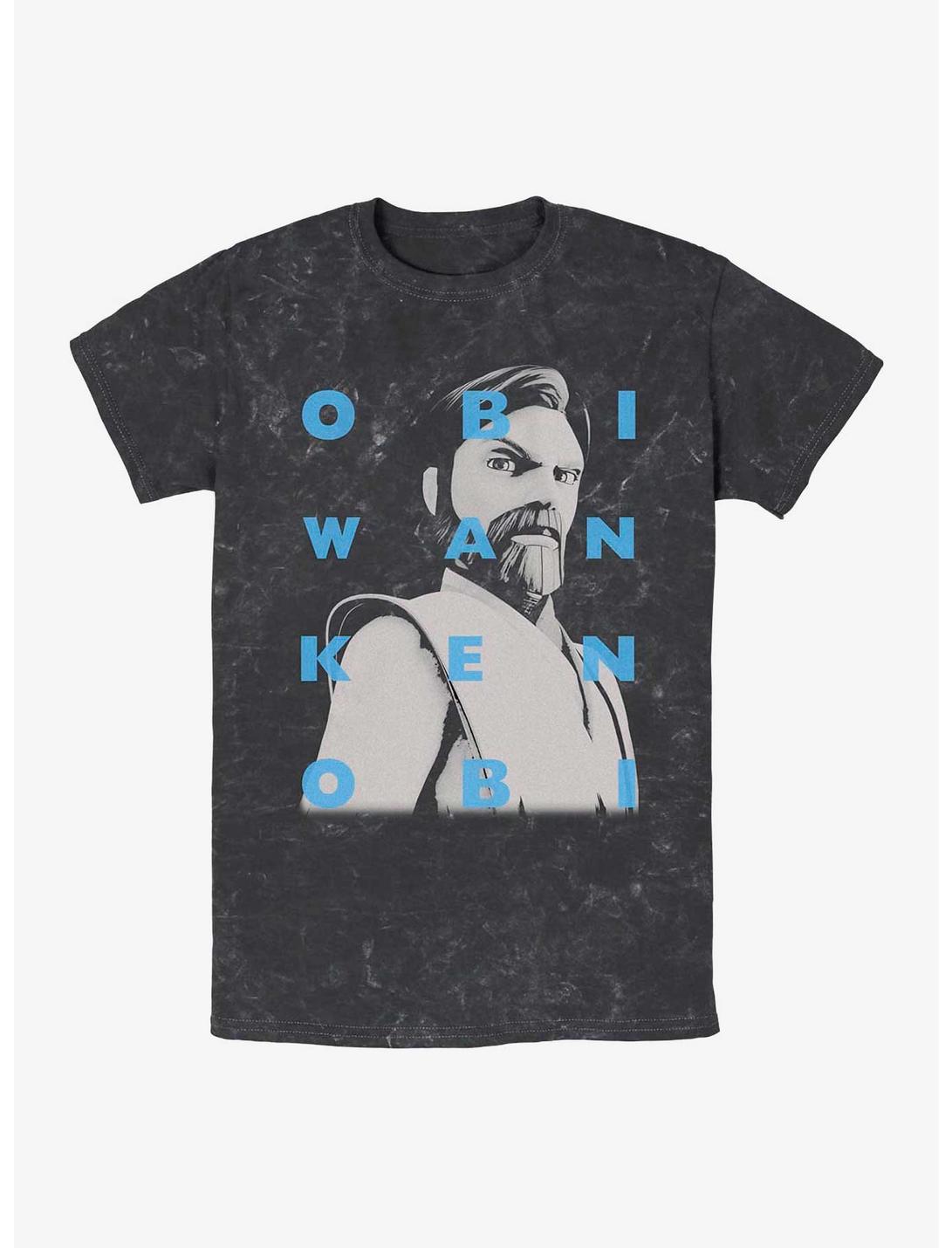 Star Wars Obi Wan Text Mineral Wash T-Shirt, BLACK, hi-res