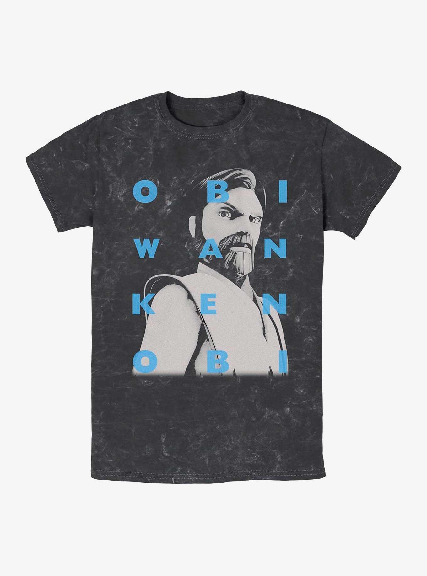 Star Wars Obi Wan Text Mineral Wash T-Shirt, BLACK, hi-res