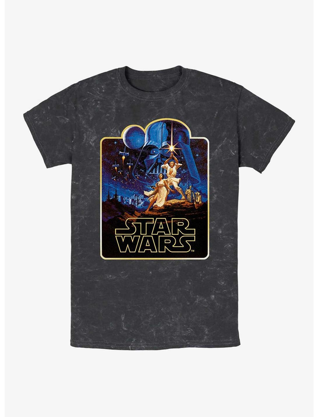 Star Wars Poster Iron Mineral Wash T-Shirt, BLACK, hi-res