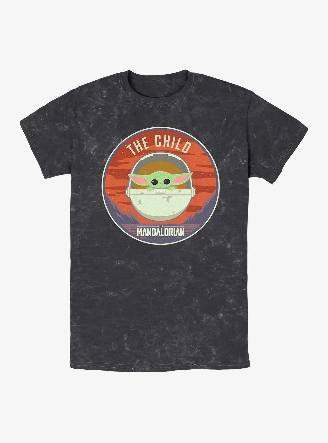 Star Wars The Child Bassinet Badge Mineral Wash T-Shirt, BLACK, hi-res