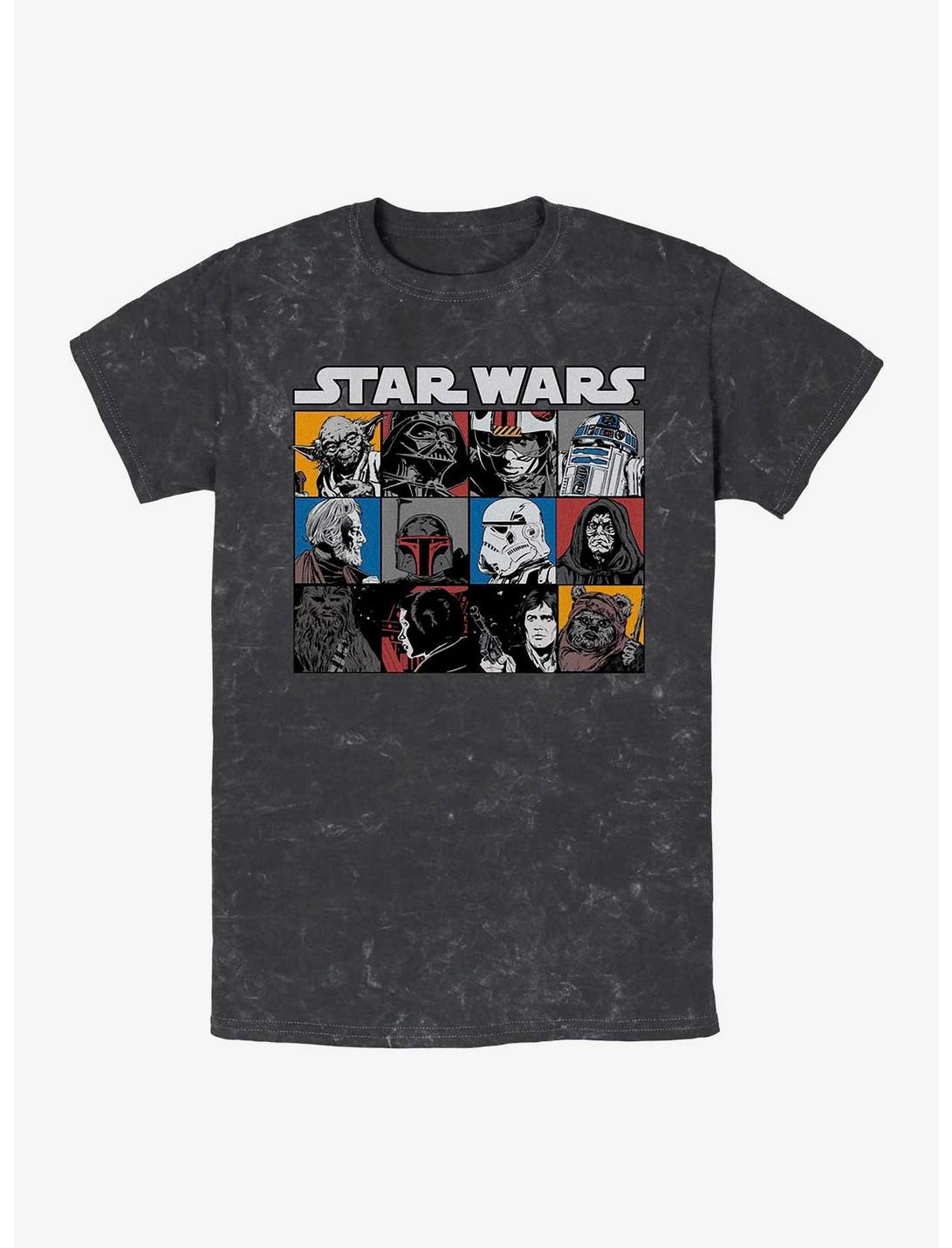 Star Wars Comic Strip Rectangle Mineral Wash T-Shirt, BLACK, hi-res