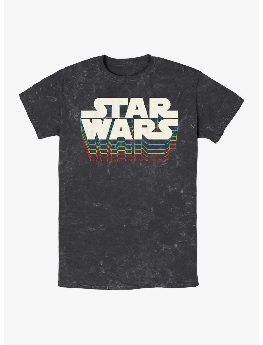 Star Wars Retro Gradient Logo Mineral Wash T-Shirt, BLACK, hi-res