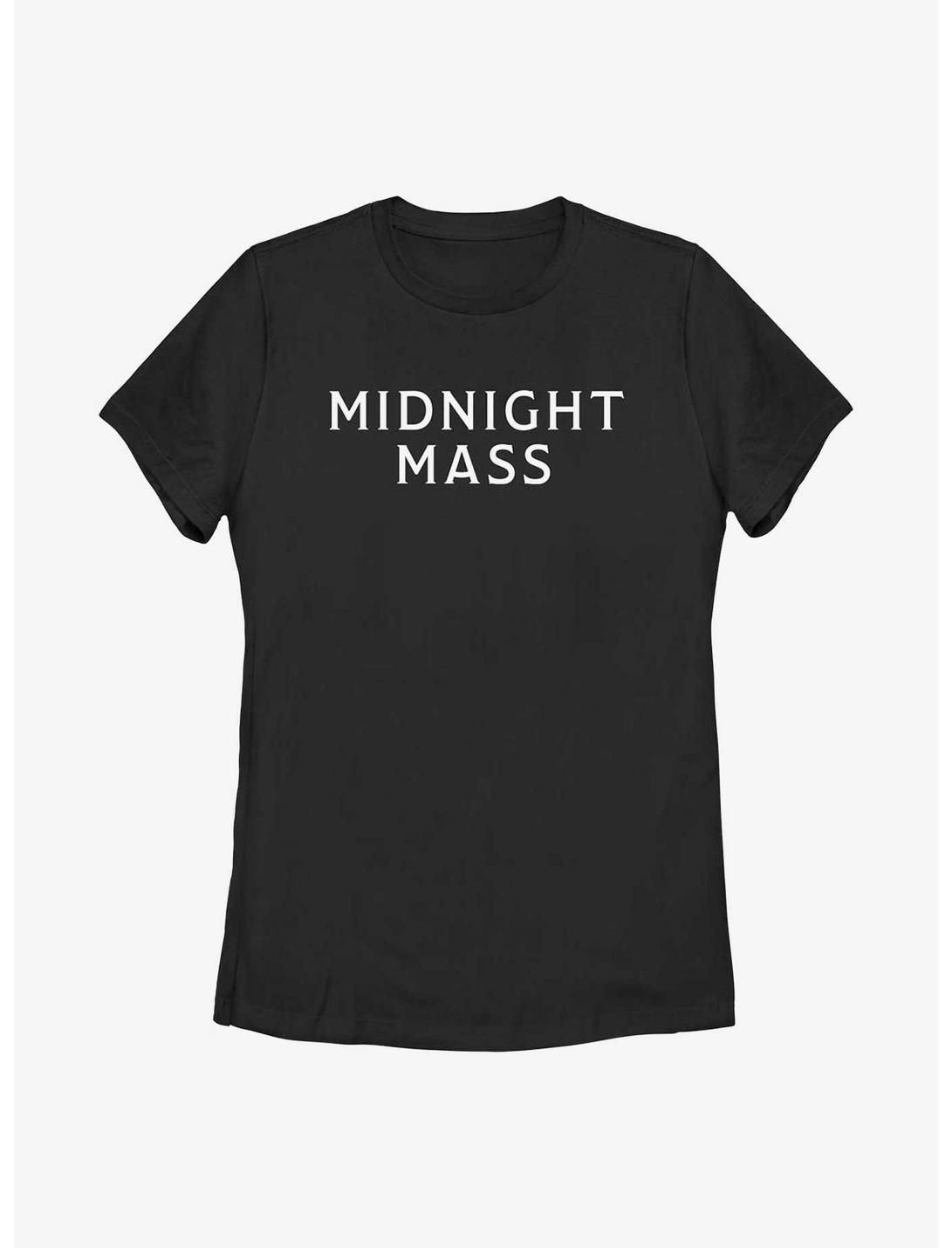 Midnight Mass Stacked Logo Womens T-Shirt, BLACK, hi-res