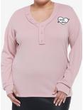 Her Universe Disney Mickey Mouse & Minnie Mouse Waffle Knit Long-Sleeve Top Plus Size, LIGHT PINK, hi-res