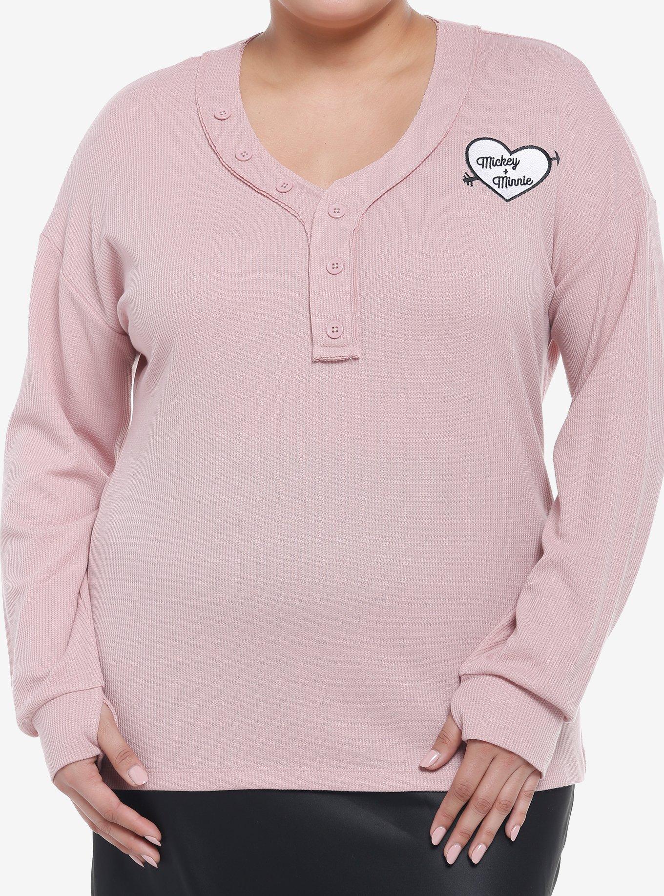 Her Universe Disney Mickey Mouse & Minnie Mouse Waffle Knit Long-Sleeve Top Plus Size, , hi-res