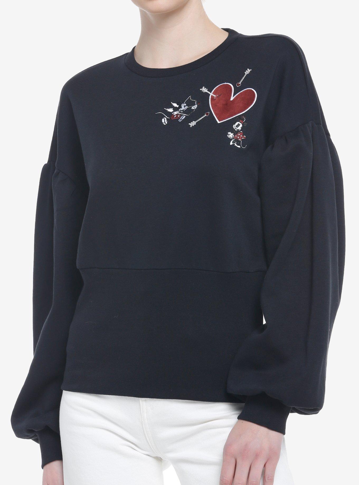 Her Universe Disney Mickey Mouse & Minnie Mouse Balloon Sleeve Sweater, BLACK, hi-res