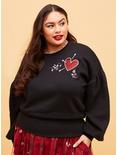 Her Universe Disney Mickey Mouse & Minnie Mouse Balloon Sleeve Sweater Plus Size, BLACK, hi-res