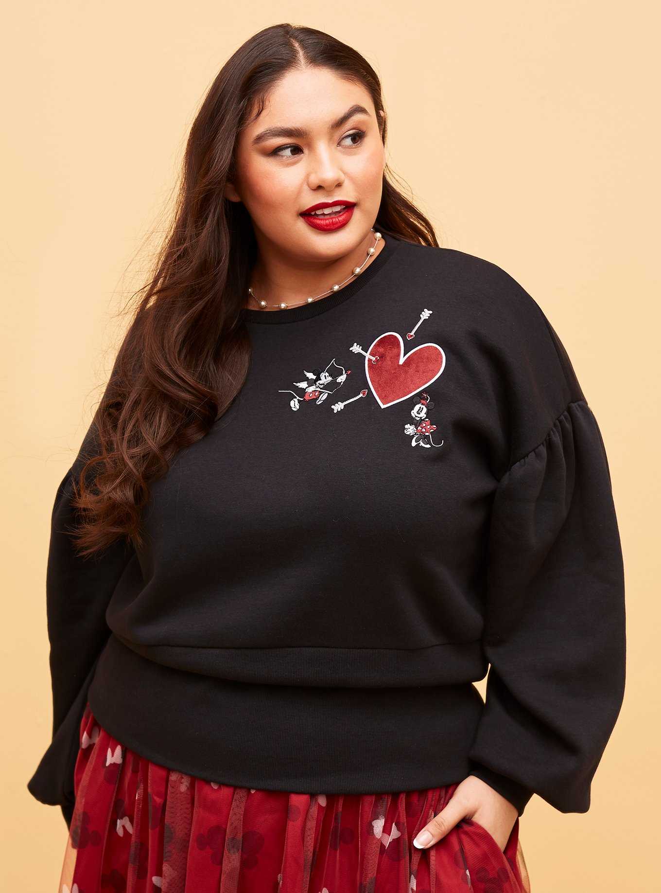 Her Universe Disney Mickey Mouse & Minnie Mouse Balloon Sleeve Sweater Plus Size, , hi-res