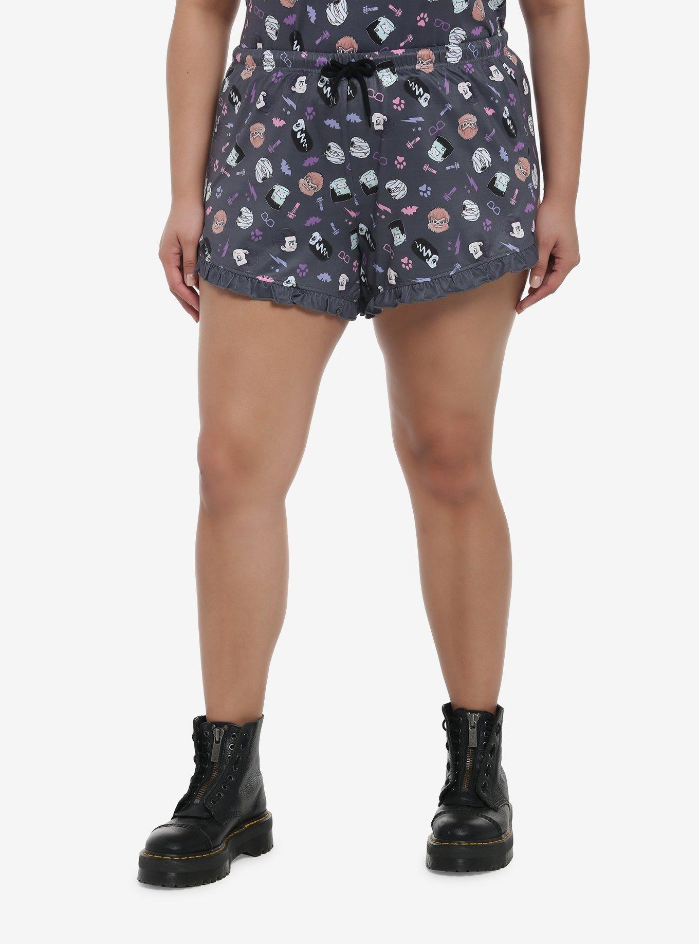 Universal Monsters Chibi Ruffle Lounge Shorts Plus Size, MULTI, hi-res view 1