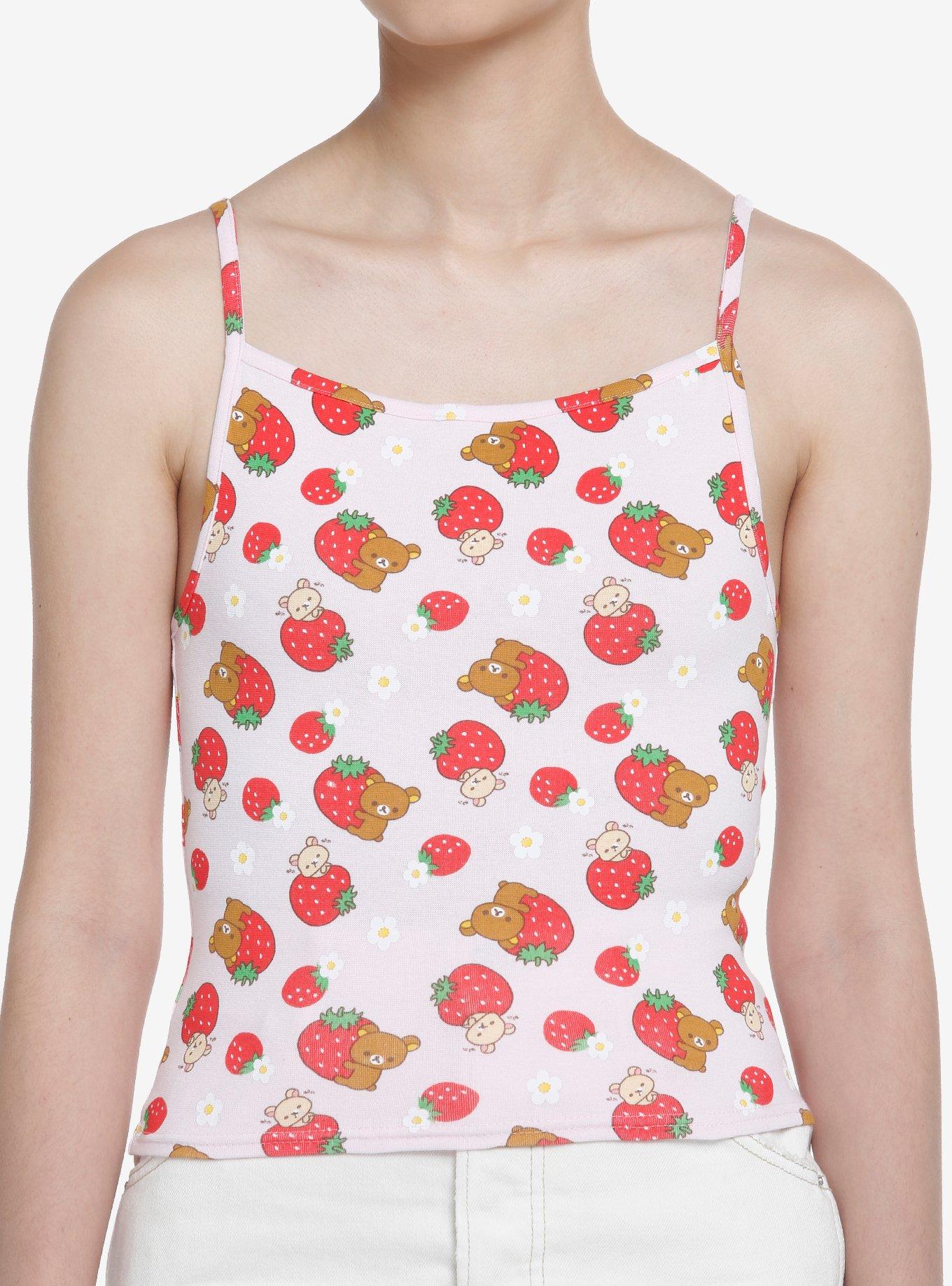 Rilakkuma Strawberries Allover Print Girls Tank Top, MULTI, hi-res