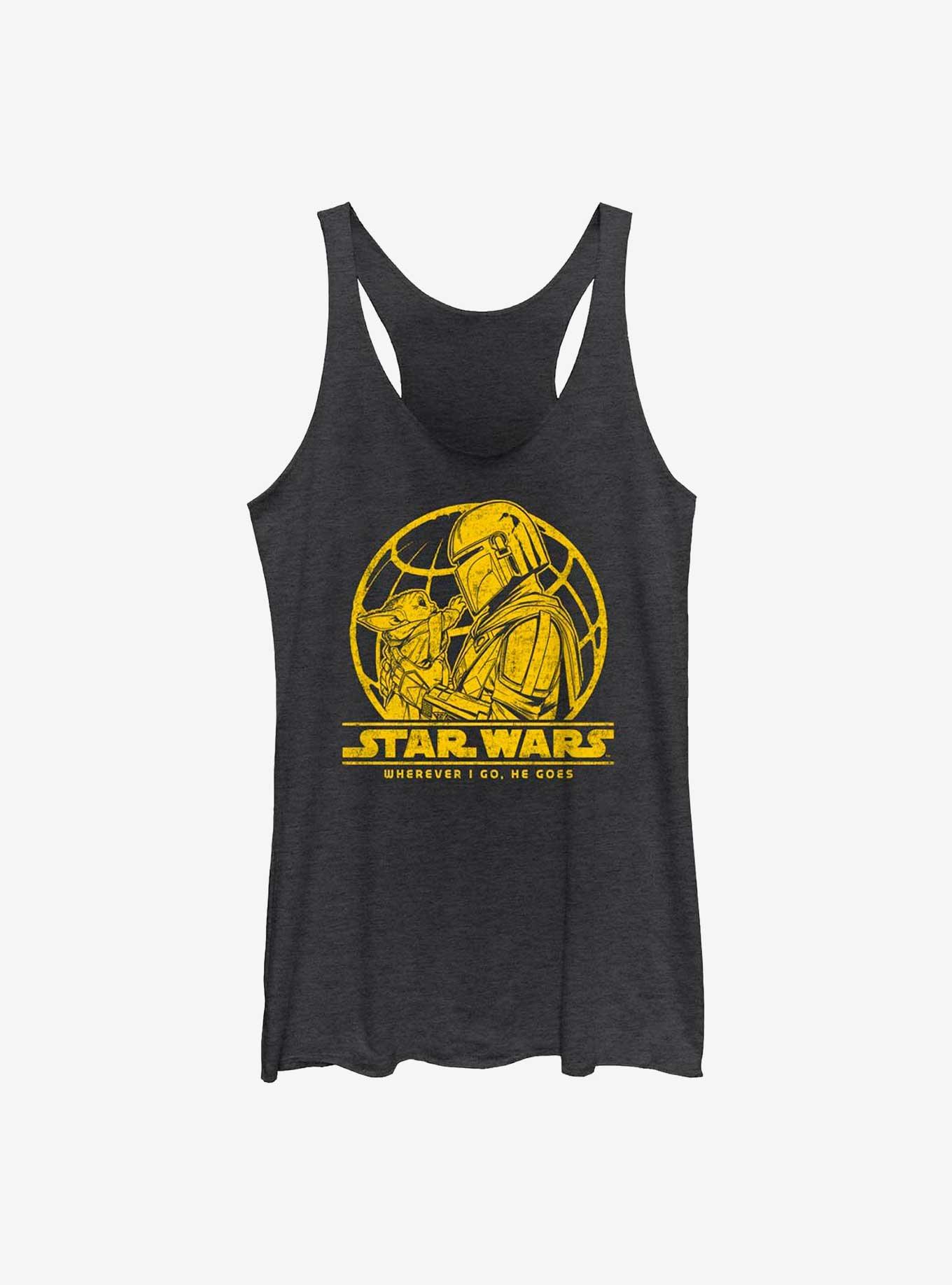 Star Wars The Mandalorian Wherever I Go Womens Tank Top, BLK HTR, hi-res