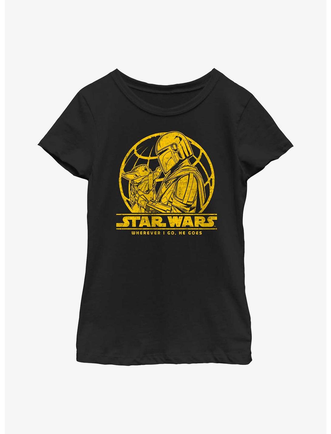 Star Wars The Mandalorian Wherever I Go Youth Girls T-Shirt, BLACK, hi-res